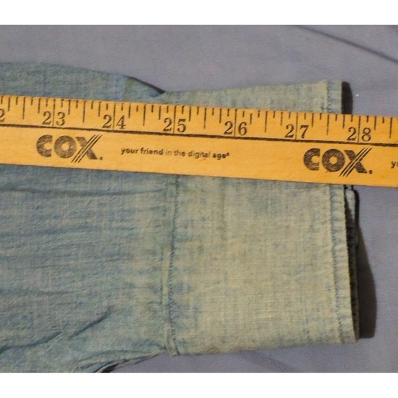 Vtg RRL Ralph Lauren Cotton Concho & Snap Boot Stitch Indigo Denim Shirt XXL - Picture 8 of 9